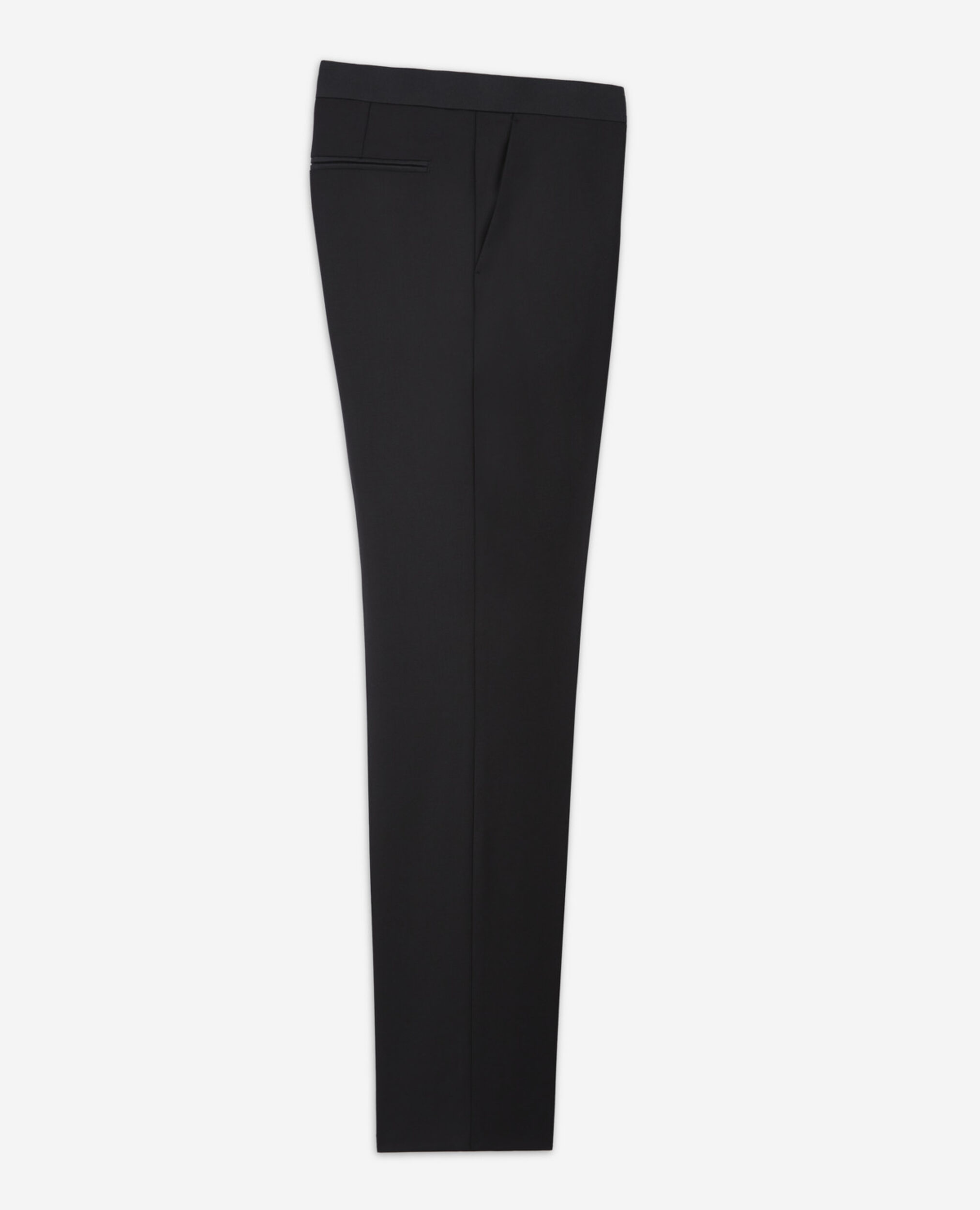 Fitted black wool tuxedo pants, BLACK, hi-res image number null