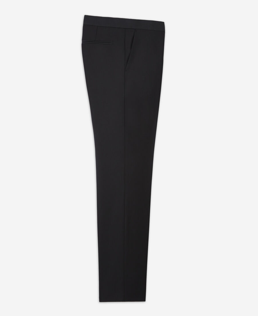fitted black wool tuxedo pants