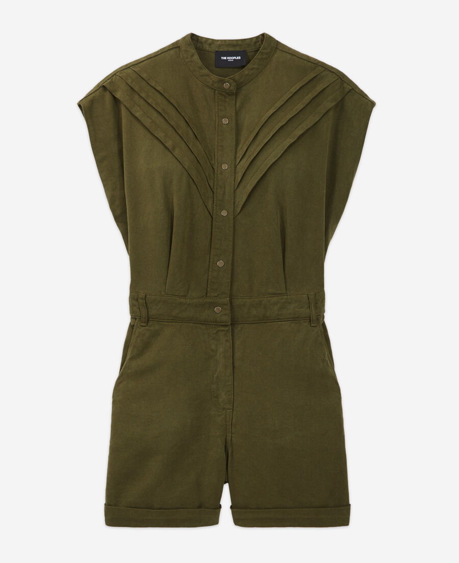 combishort kaki tencel boutonné