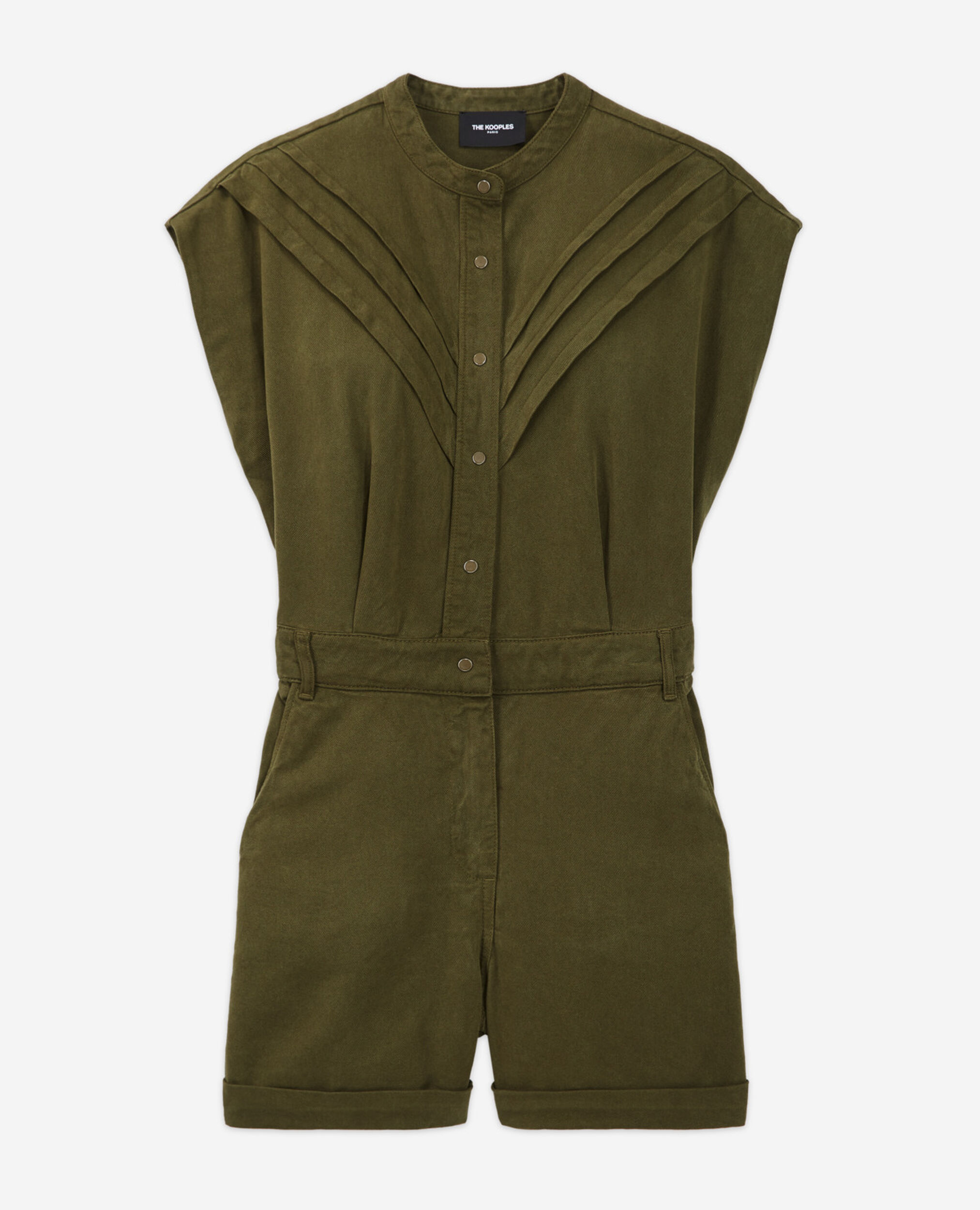 Combishort kaki tencel boutonné, OLIVE KAKI, hi-res image number null