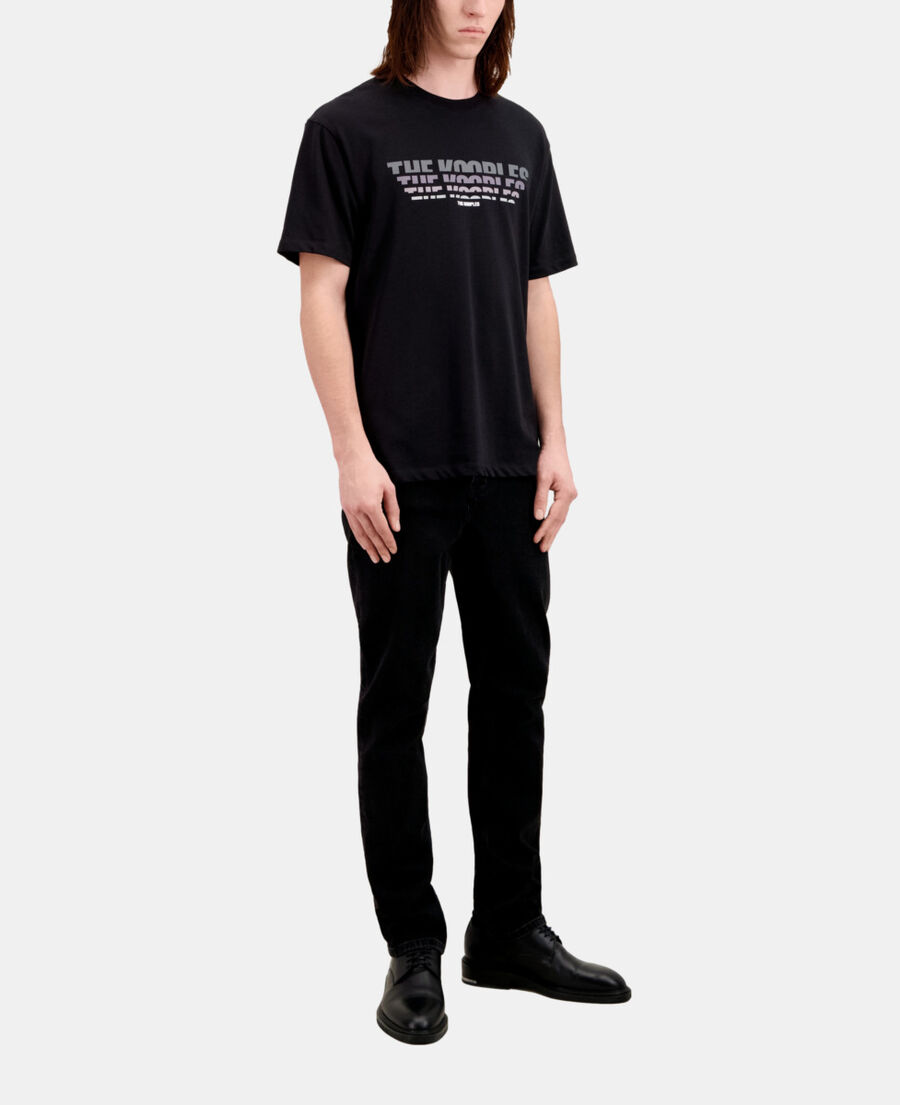 men's black t-shirt with color gradient logo serigraphy