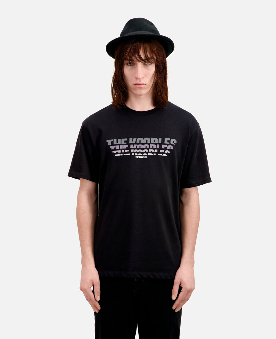 men's black t-shirt with color gradient logo serigraphy