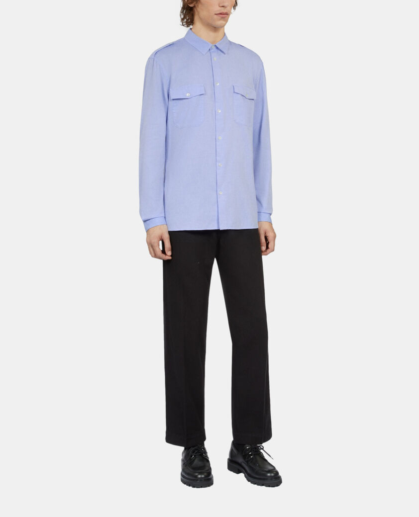 The Kooples MEN LIGHT BLUE sky blue chevron shirt