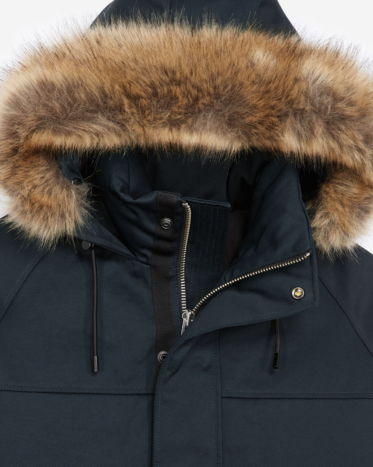 The Kooples HOMME DARK NAVY doudoune coton bleu marine à détail cuir