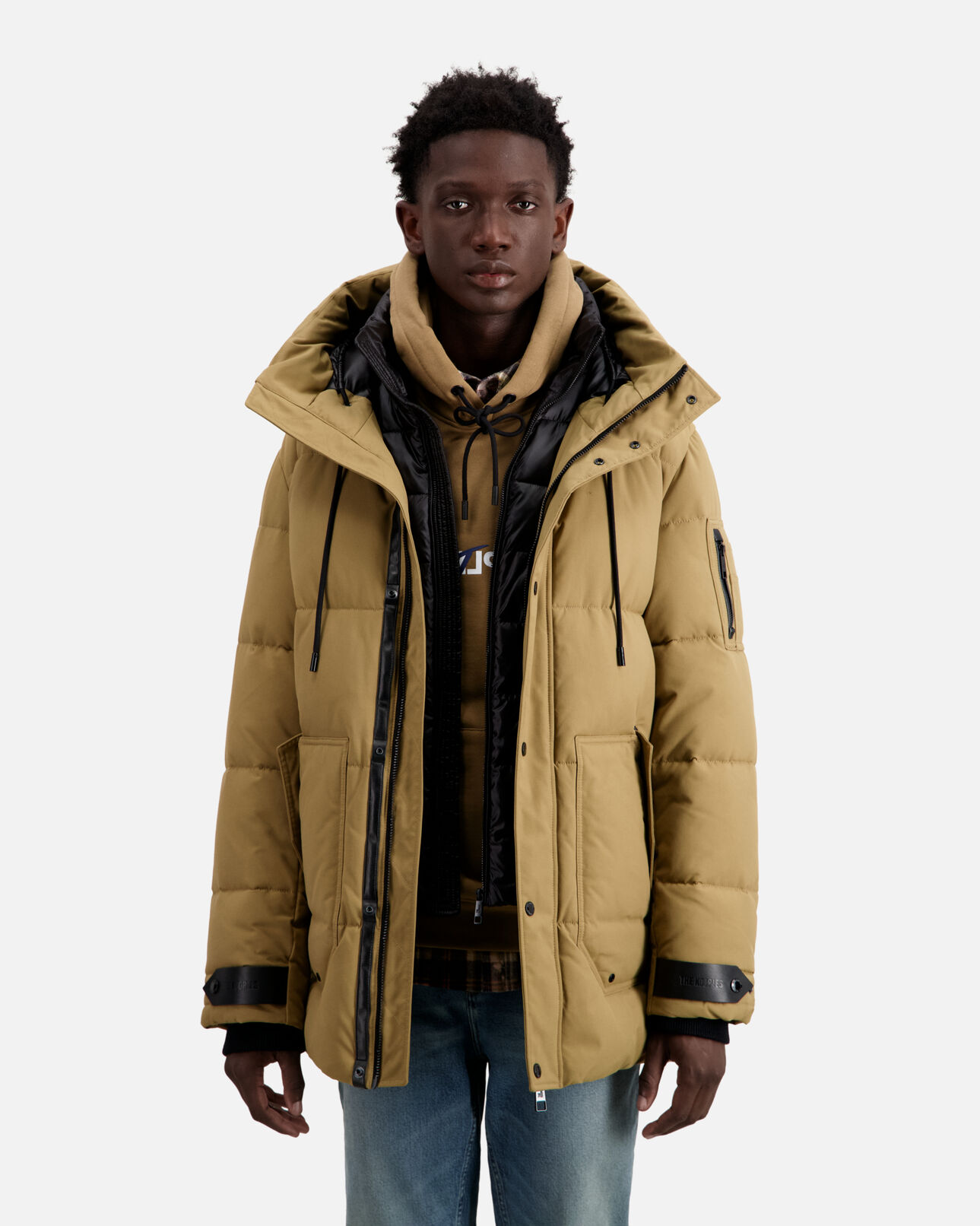 The Kooples MEN CAMEL beige hooded parka