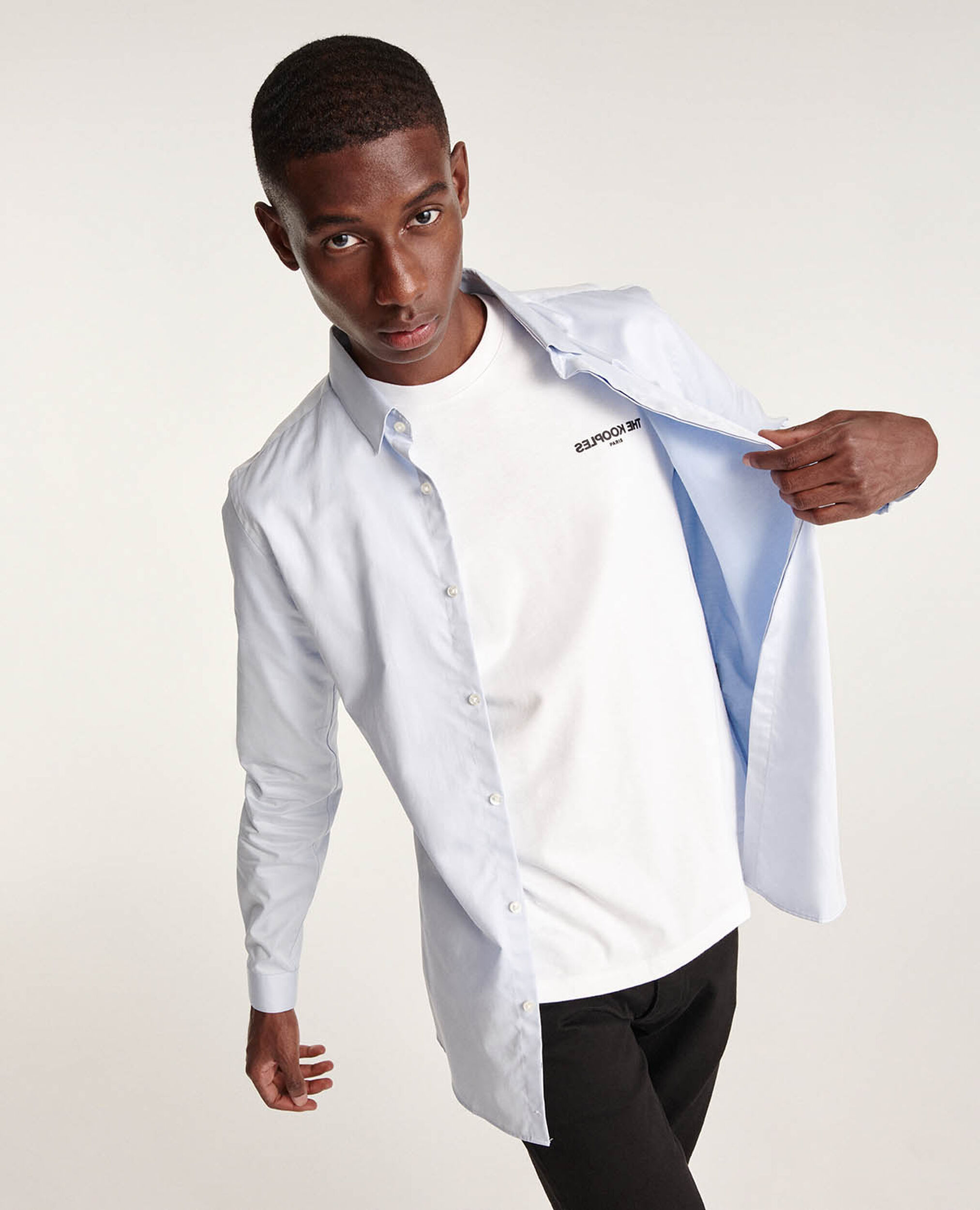 Chemise bleue col classique  coupe ajustée, BLUE, hi-res image number null