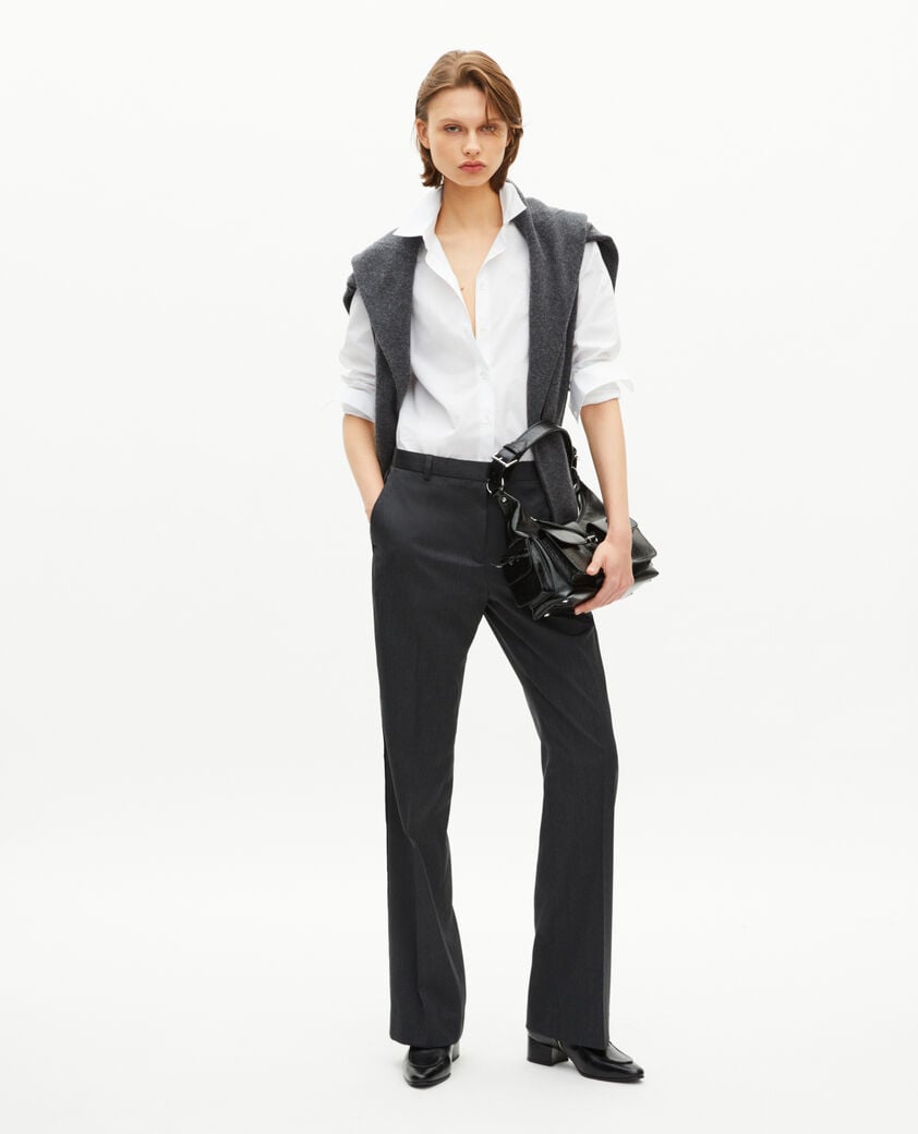 The Kooples WOMEN ANTHRACITE dark gray wool straight pants