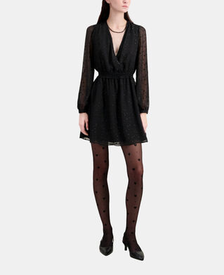 The Kooples WOMEN BLACK short black dress with silver polka dots