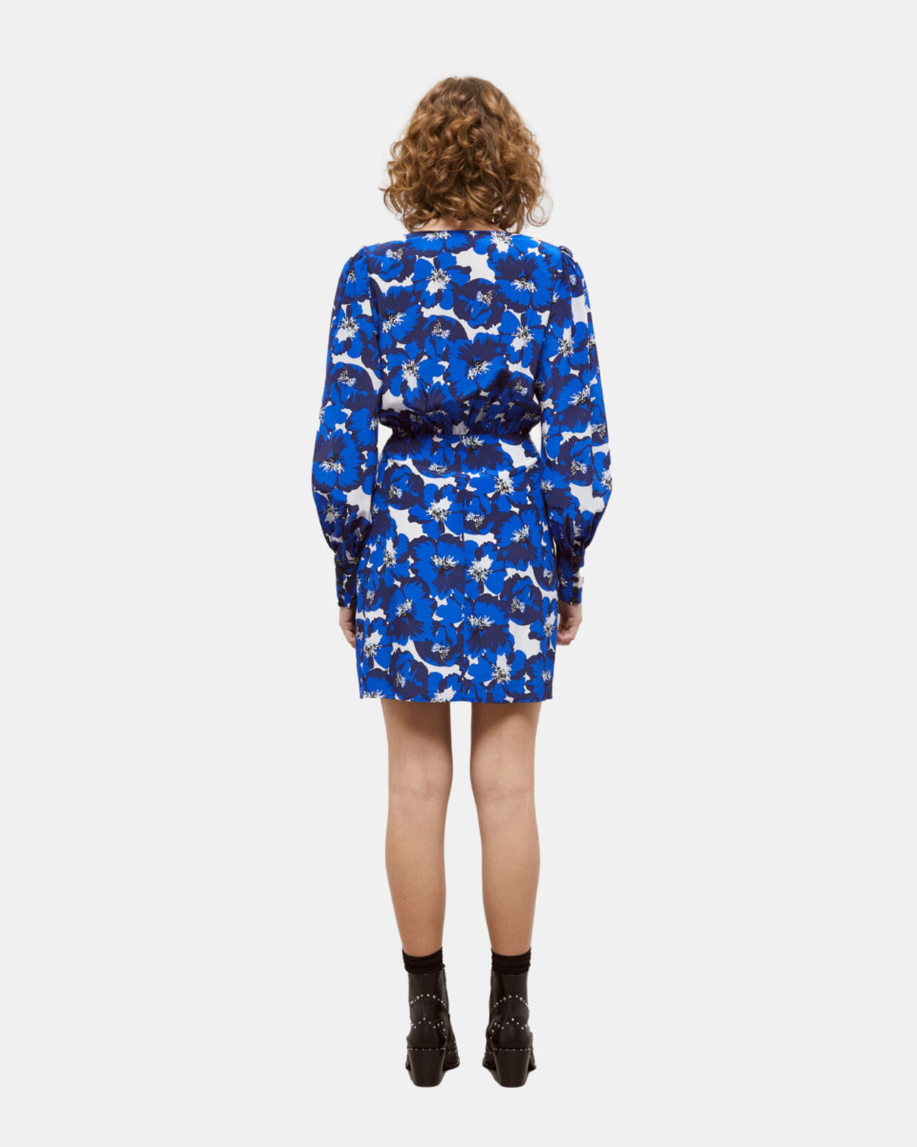The Kooples WOMEN BLUE short printed silk wrap dress