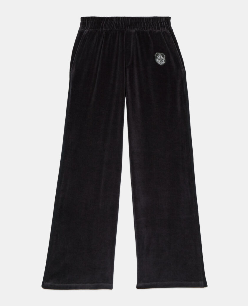 The Kooples FEMME BLACK bas de jogging logo en velours noir