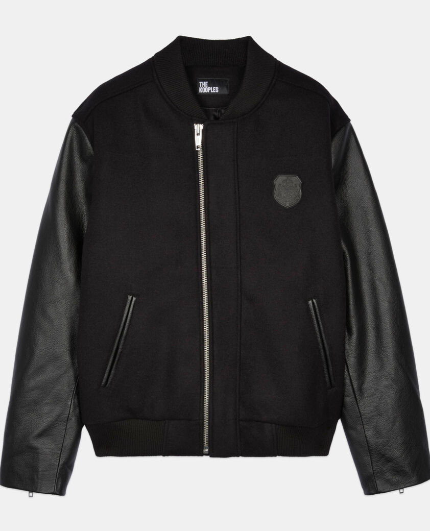 The Kooples HERREN BLACK schwarze jacke aus wolle und leder