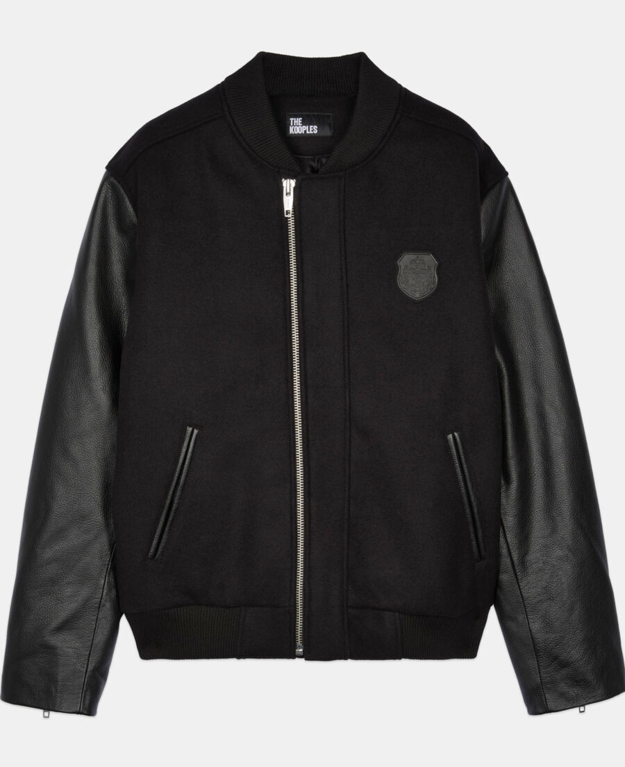 The Kooples H BLACK black double-faced wool and leather jacket