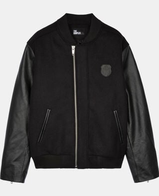 The Kooples H BLACK black double-faced wool and leather jacket
