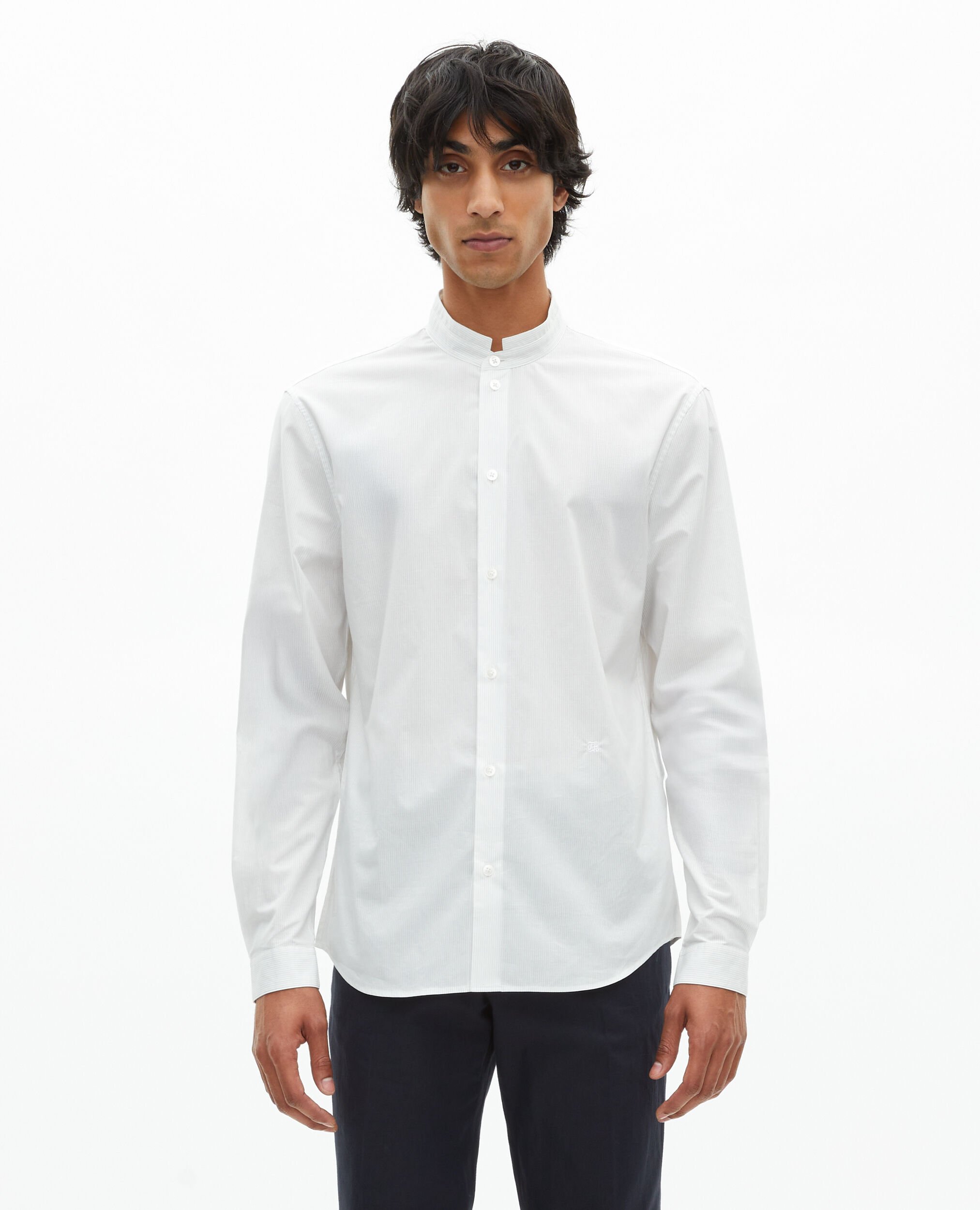 Chemise formelle col officier blanche, WHITE / BLACK, hi-res image number null