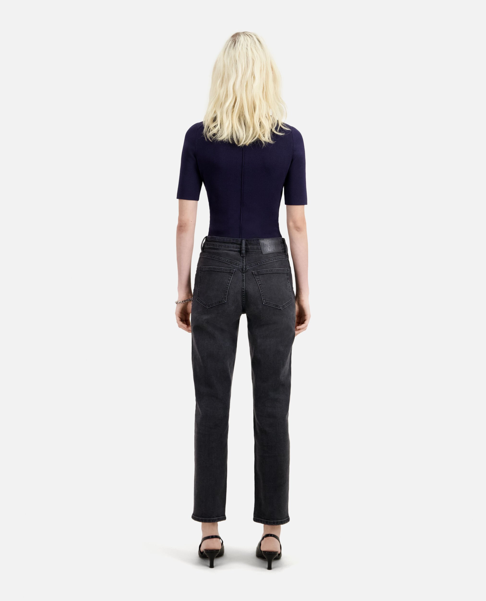 Straight black jeans, BLACK WASHED, hi-res image number null