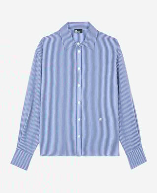 The Kooples WOMEN BLUE WHITE blue and white striped long sleeve shirt