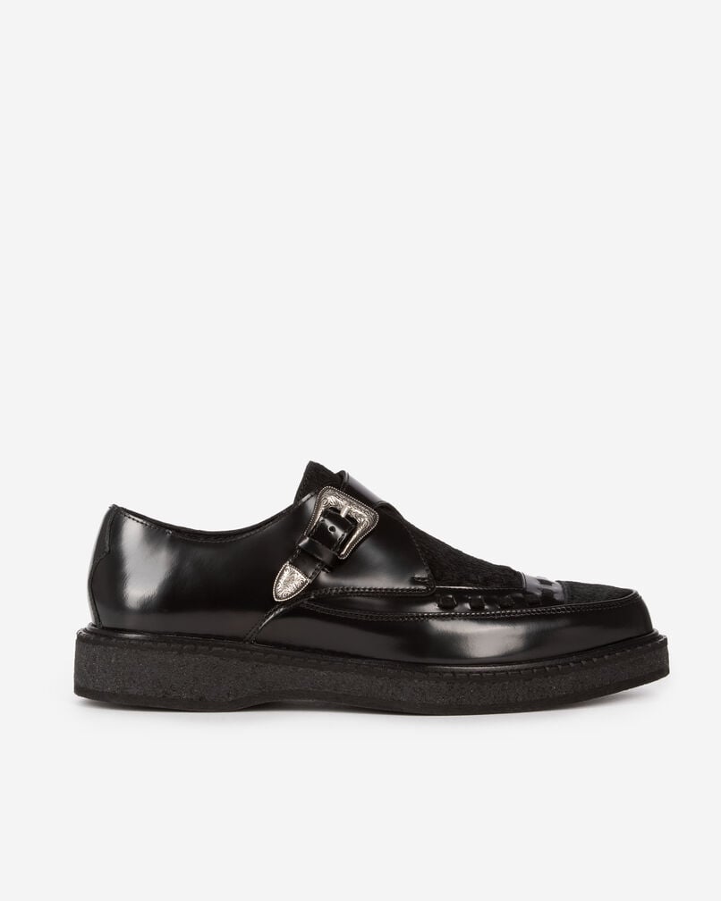 The Kooples WOMEN BLACK black leather and foal-effect derbies