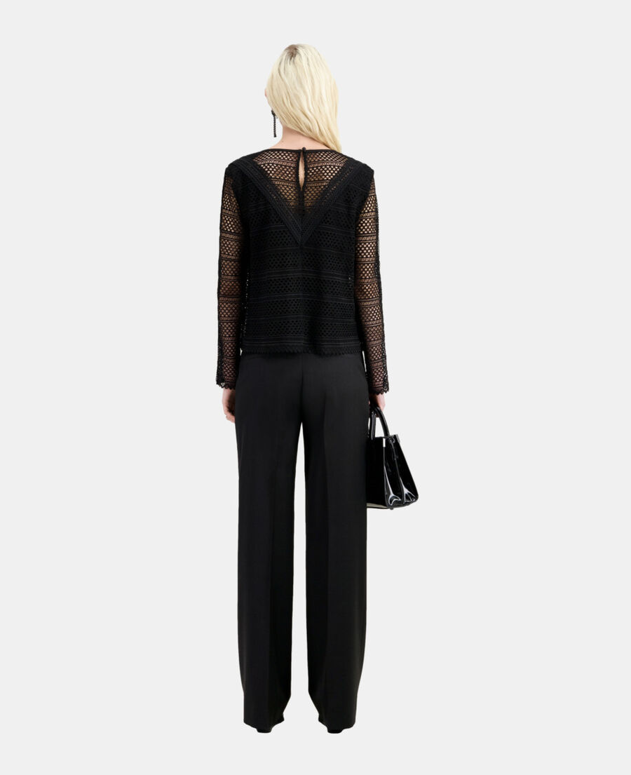 The Kooples FEMME BLACK top en guipure noir