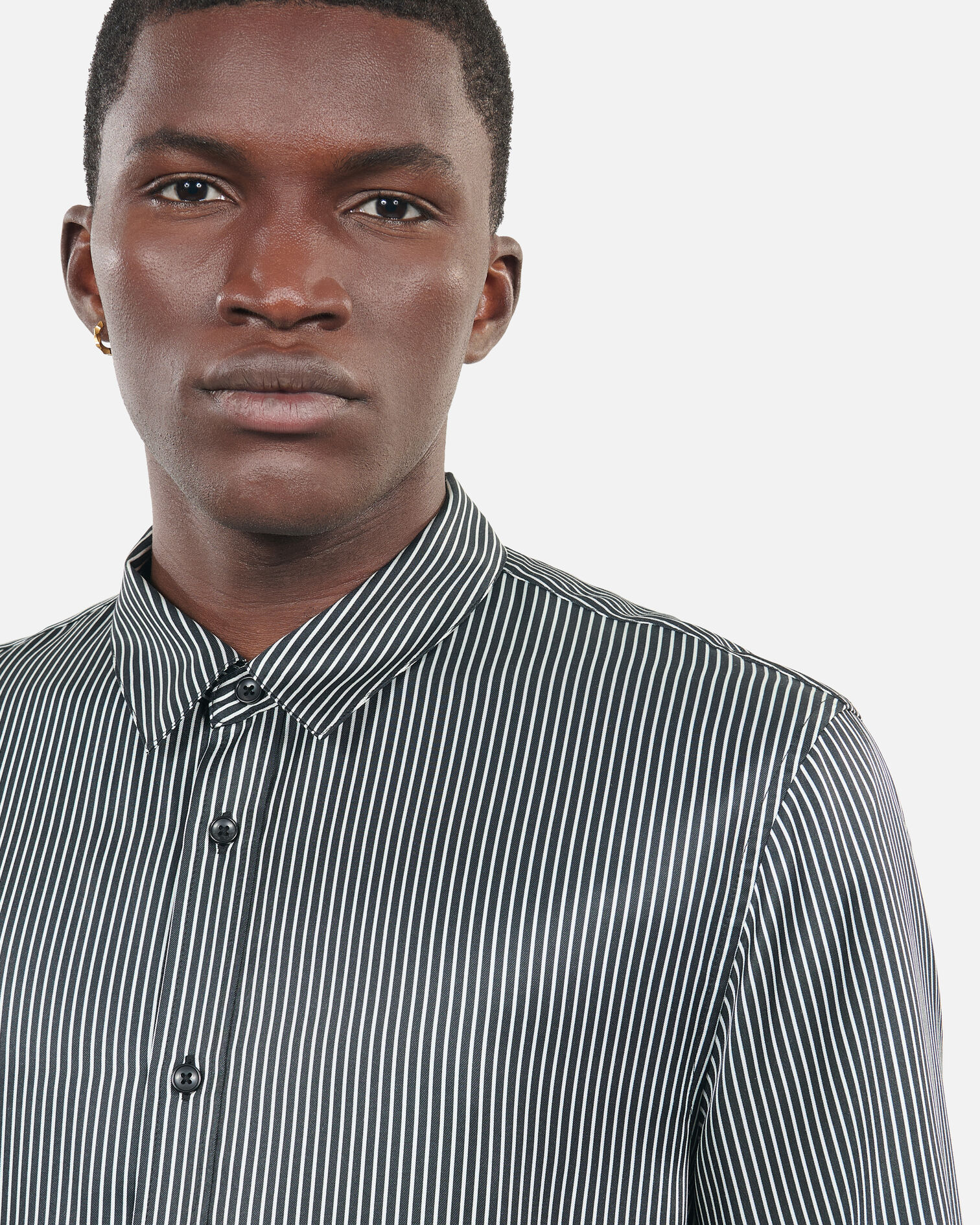 Black and white striped shirt, BLACK WHITE, hi-res image number null
