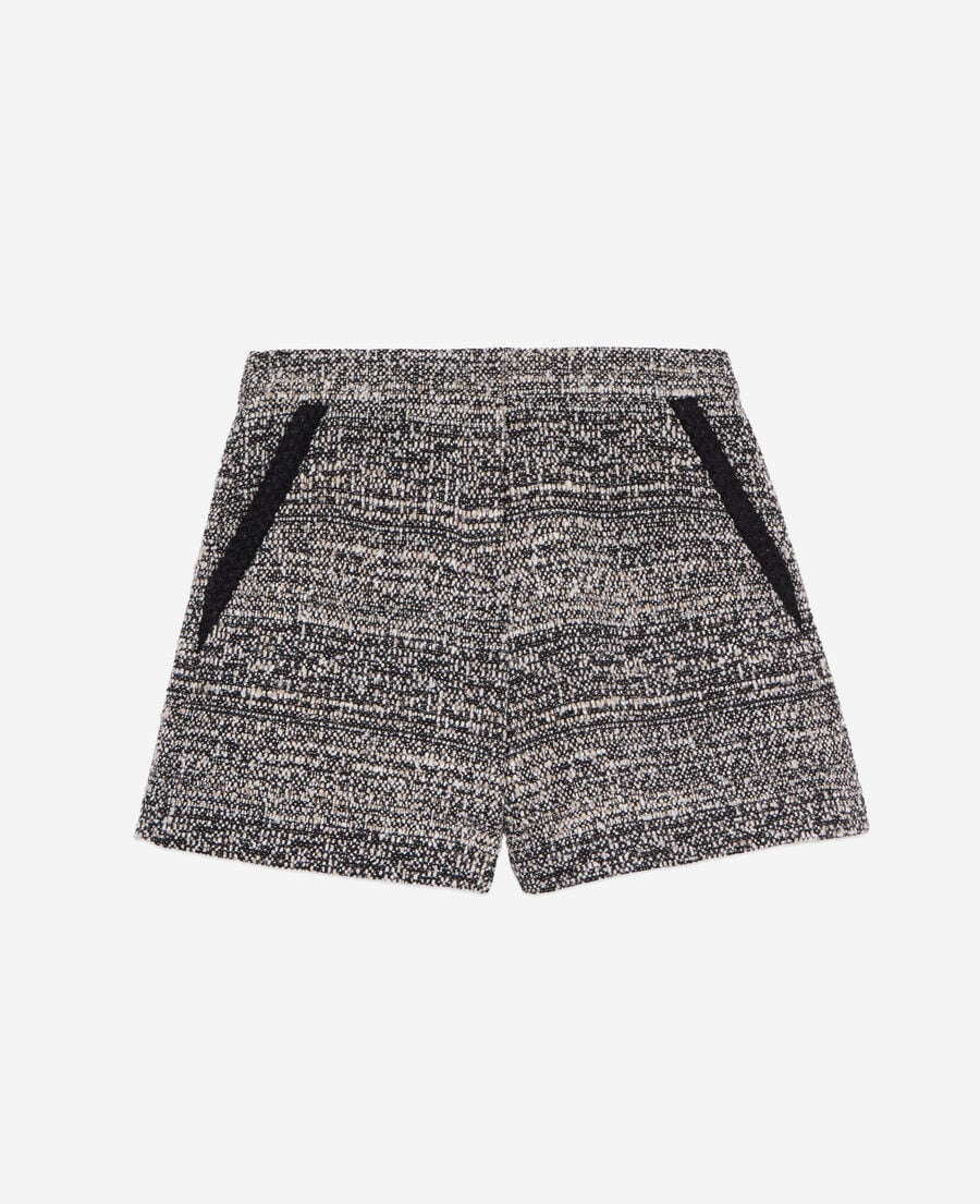 The Kooples DAMEN BLACK WHITE schwarz-weiße shorts aus tweed