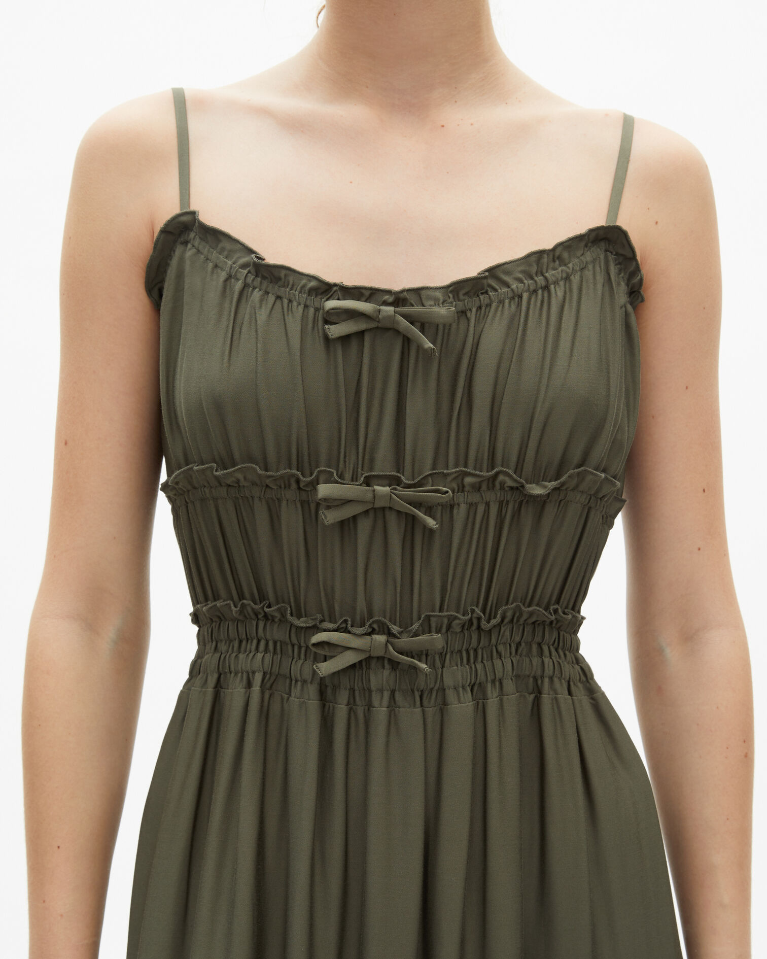 Vestido largo lazos caqui, KAKI STONE, hi-res image number null