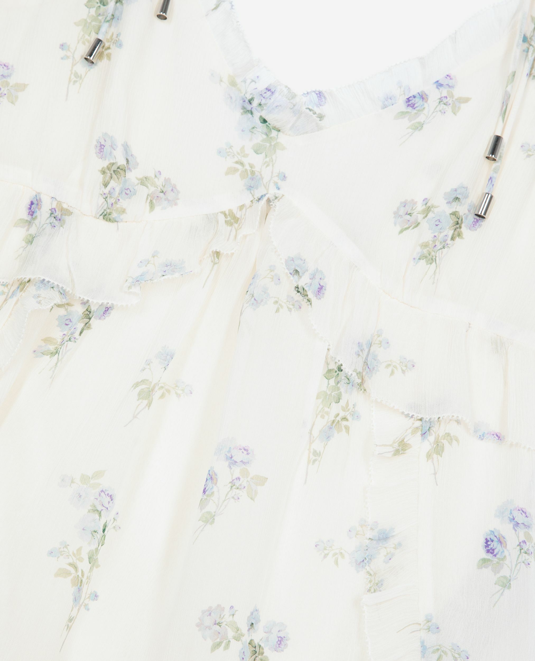 White floral ruffle top, WHITE / SKY BLUE, hi-res image number null