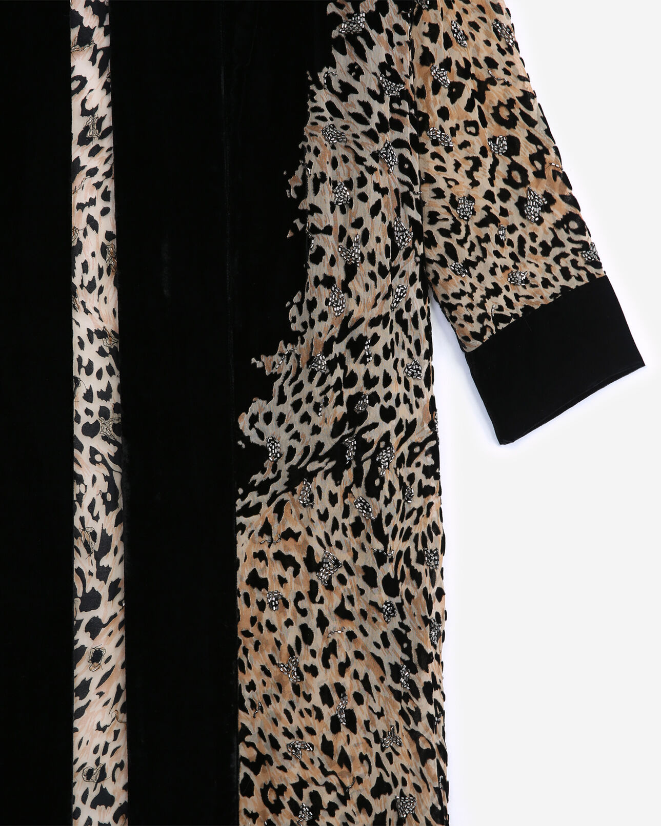 The Kooples FEMME BLACK kimono velours léopard perles brodées