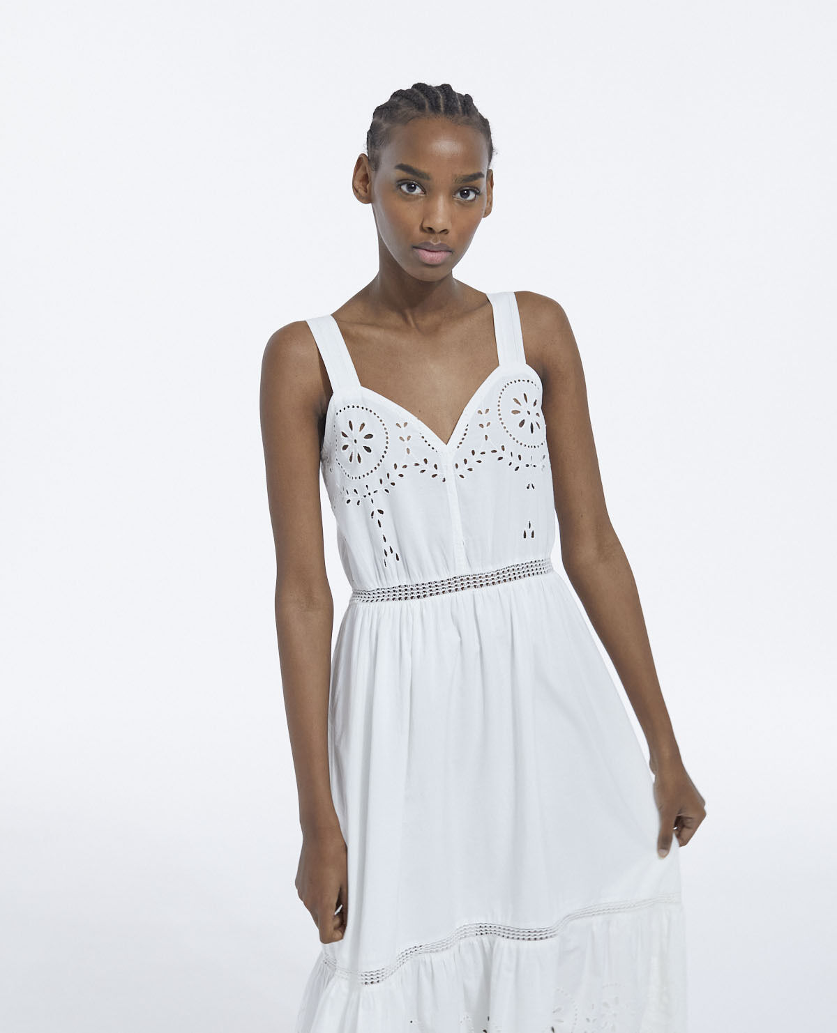 Long sleeveless white lace dress The Kooples