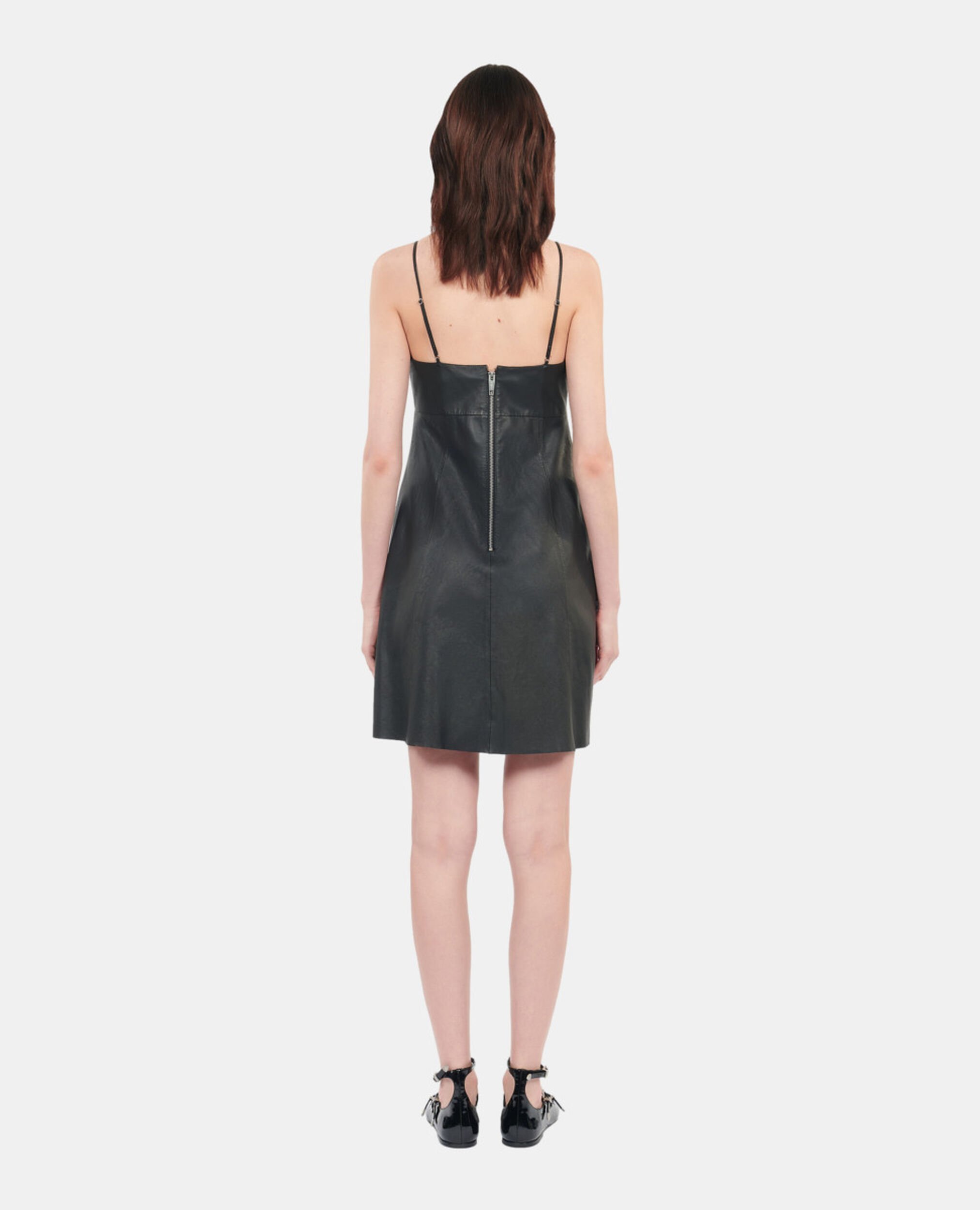 Short black leather dress, BLACK, hi-res image number null