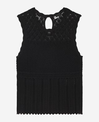 The Kooples WOMEN BLACK black openwork top