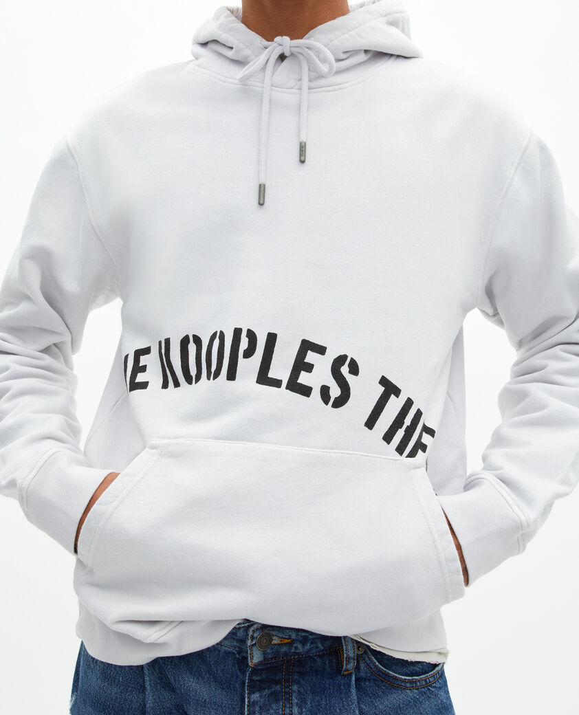 The Kooples HOMME LIGHT GREY sweatshirt &agrave; capuche avec s&eacute;rigraphie gris