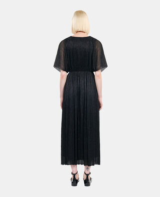 The Kooples WOMEN BLACK black metallic jersey long dress