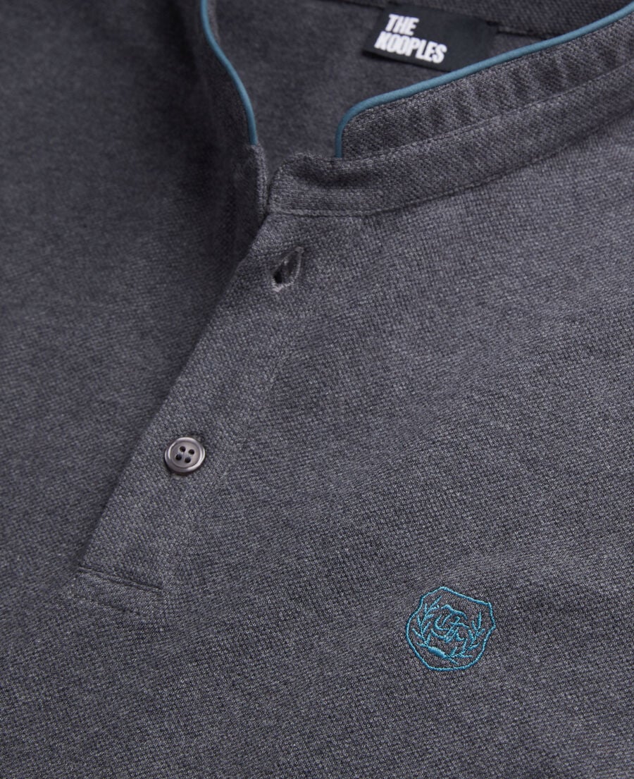 The Kooples H GREY MELANGE grey cotton polo t-shirt