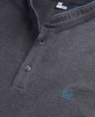 The Kooples H GREY MELANGE grey cotton polo t-shirt