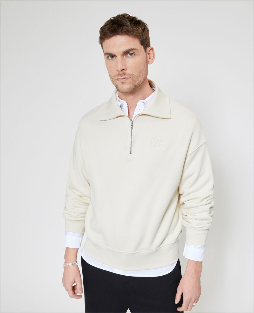 The Kooples HOMME LIGHT BEIGE sweatshirt col camionneur beige
