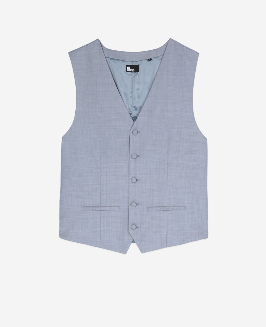 The Kooples H BLUE light blue slim fit wool suit vest