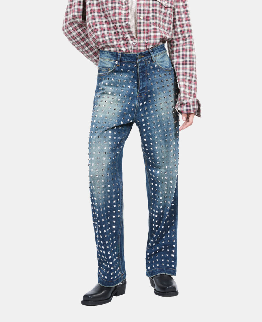 The Kooples DAMEN BLUE ELECTRIC blaue jeans mit geradem bein und nieten