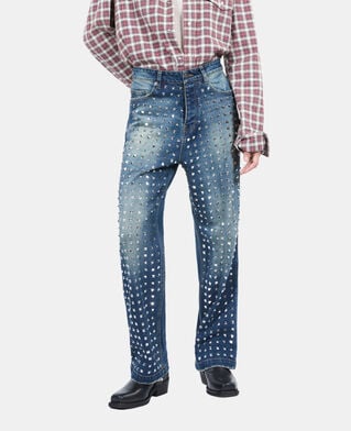 The Kooples DAMEN BLUE ELECTRIC blaue jeans mit geradem bein und nieten