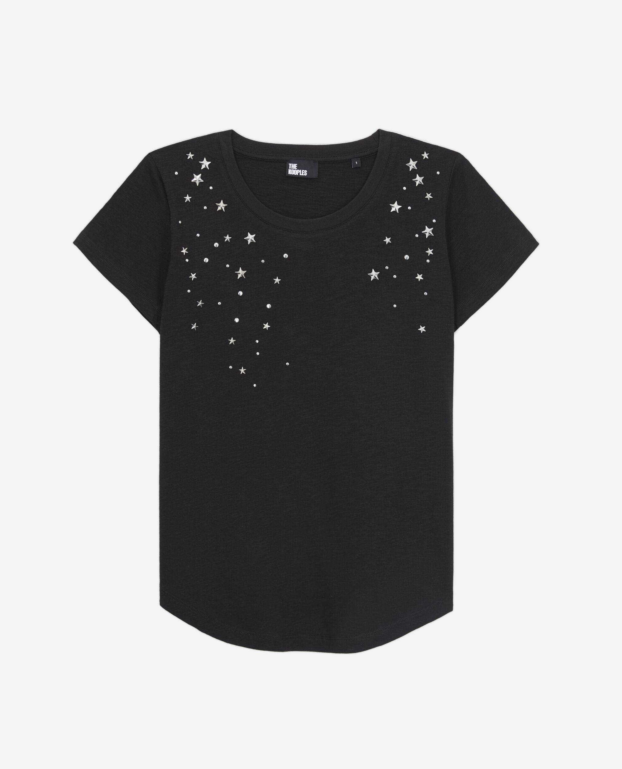 Schwarzes T-Shirt mit Sternen, BLACK, hi-res image number null