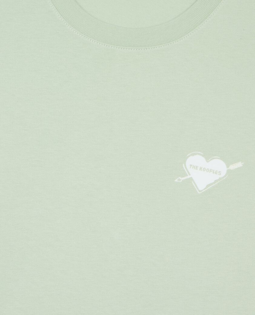 The Kooples MEN ALMOND GREEN t-shirt with green heart flocking