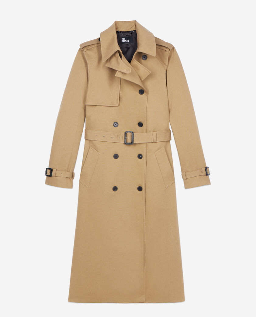 The Kooples FEMME BEIGE trench long en coton beige