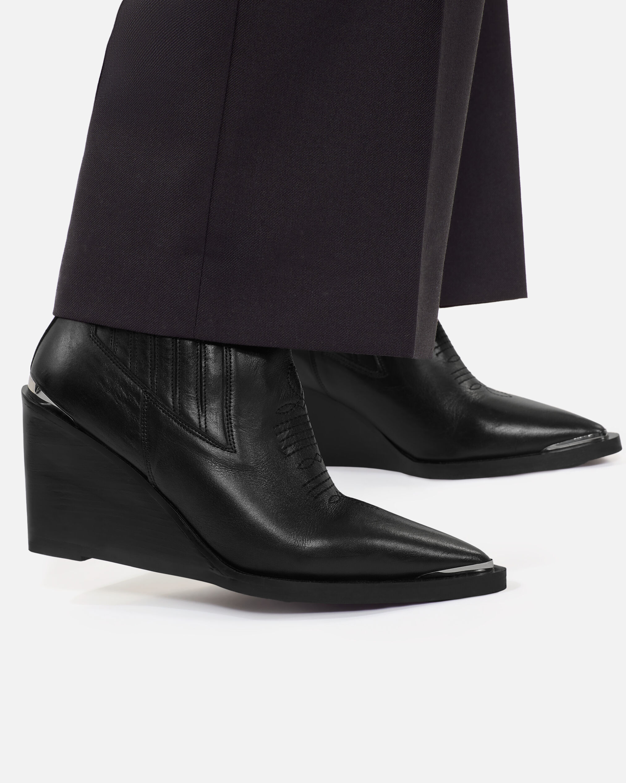 Western ankle boots in black leather The Kooples