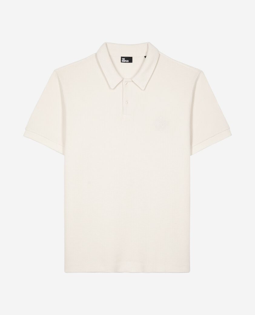 The Kooples HOMME ECRU polo en nid d'abeille avec blason écru