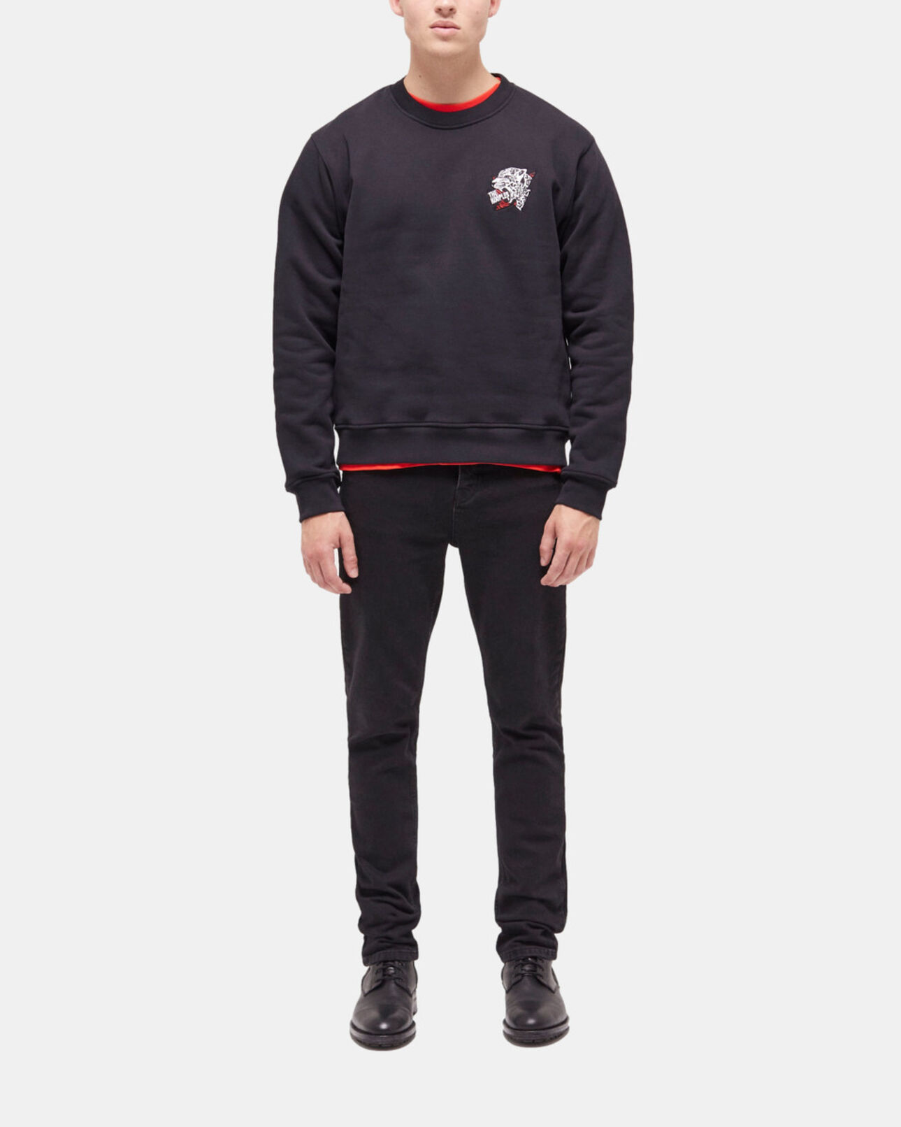 The Kooples H BLACK black logo sweatshirt with a tiger print