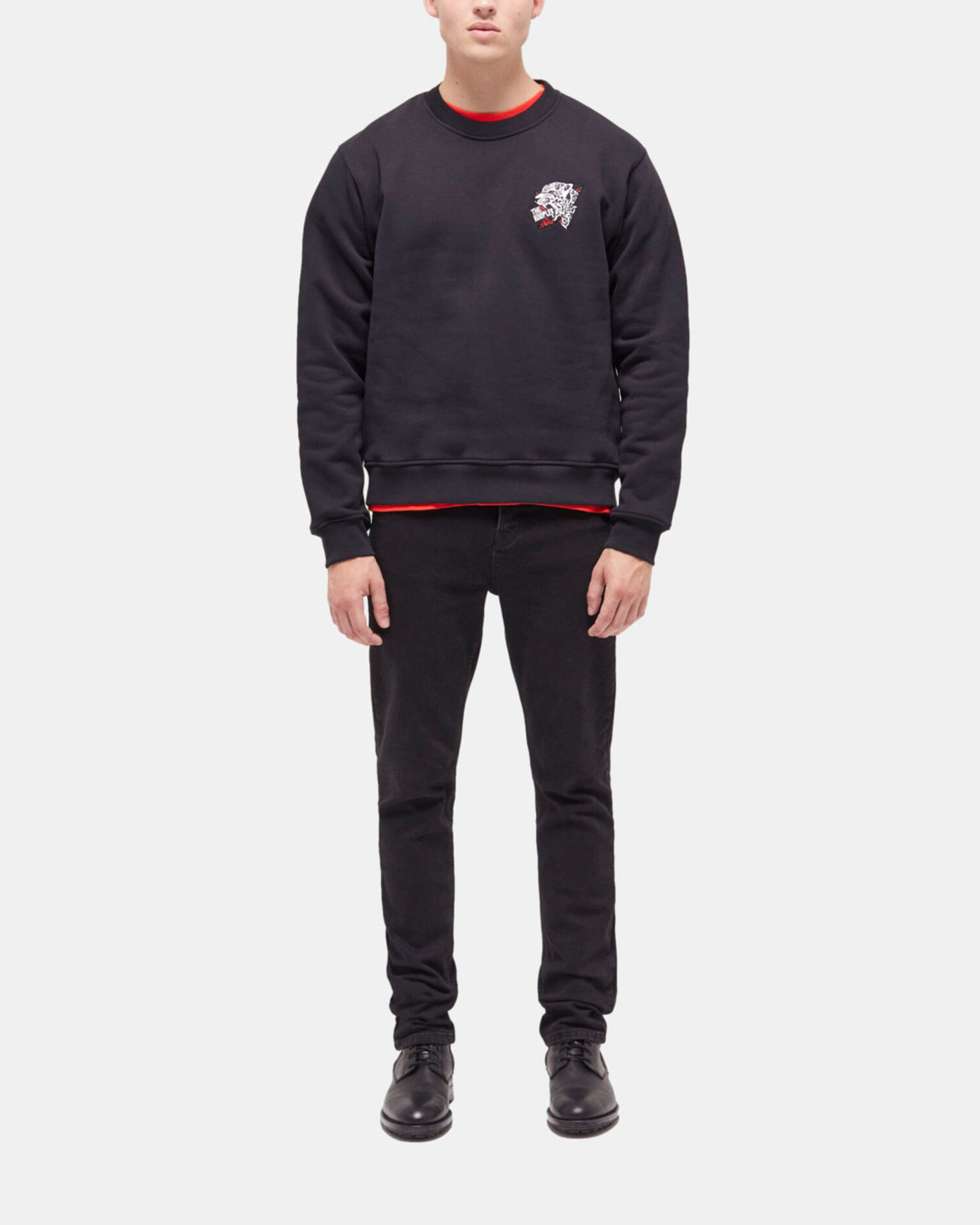 Black logo sweatshirt with a tiger print, BLACK, hi-res image number null
