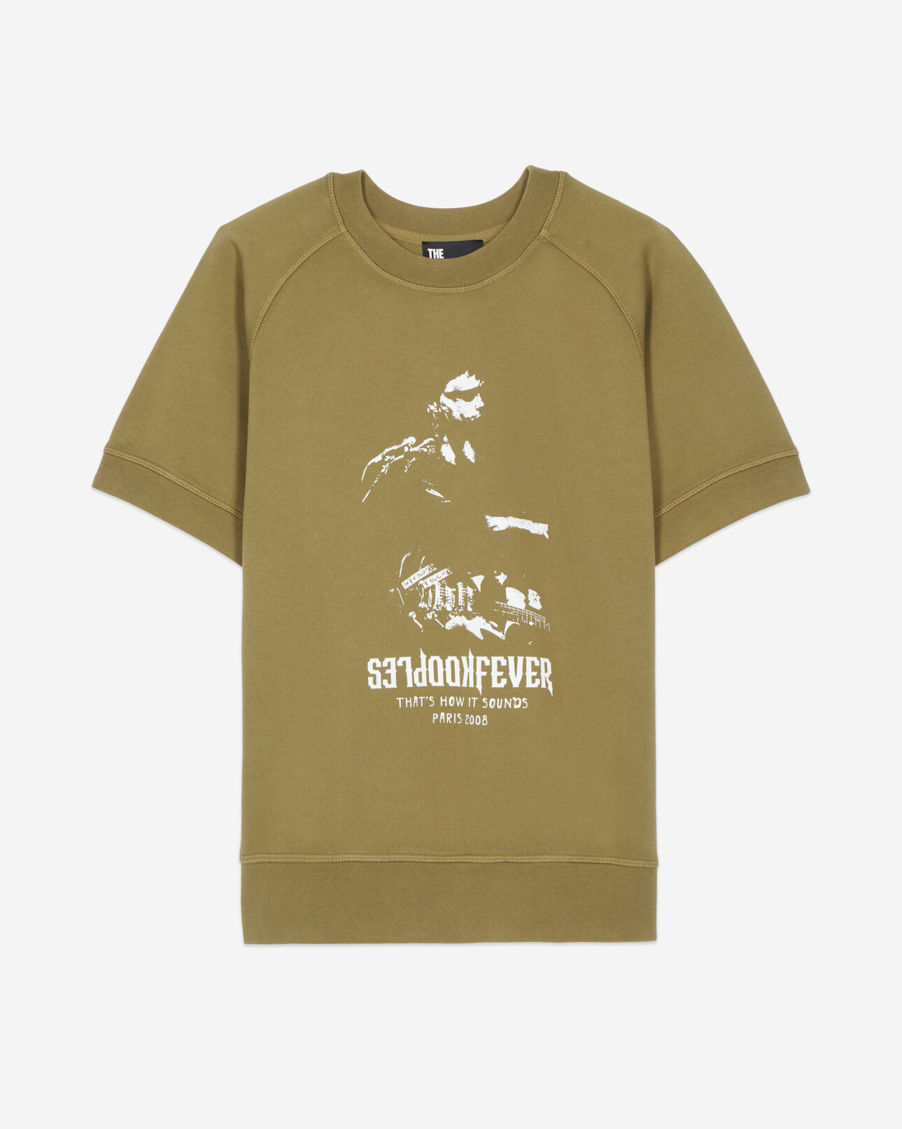 The Kooples MEN OLIVE khaki short-sleeved sweatshirt kooples fever serigraphy