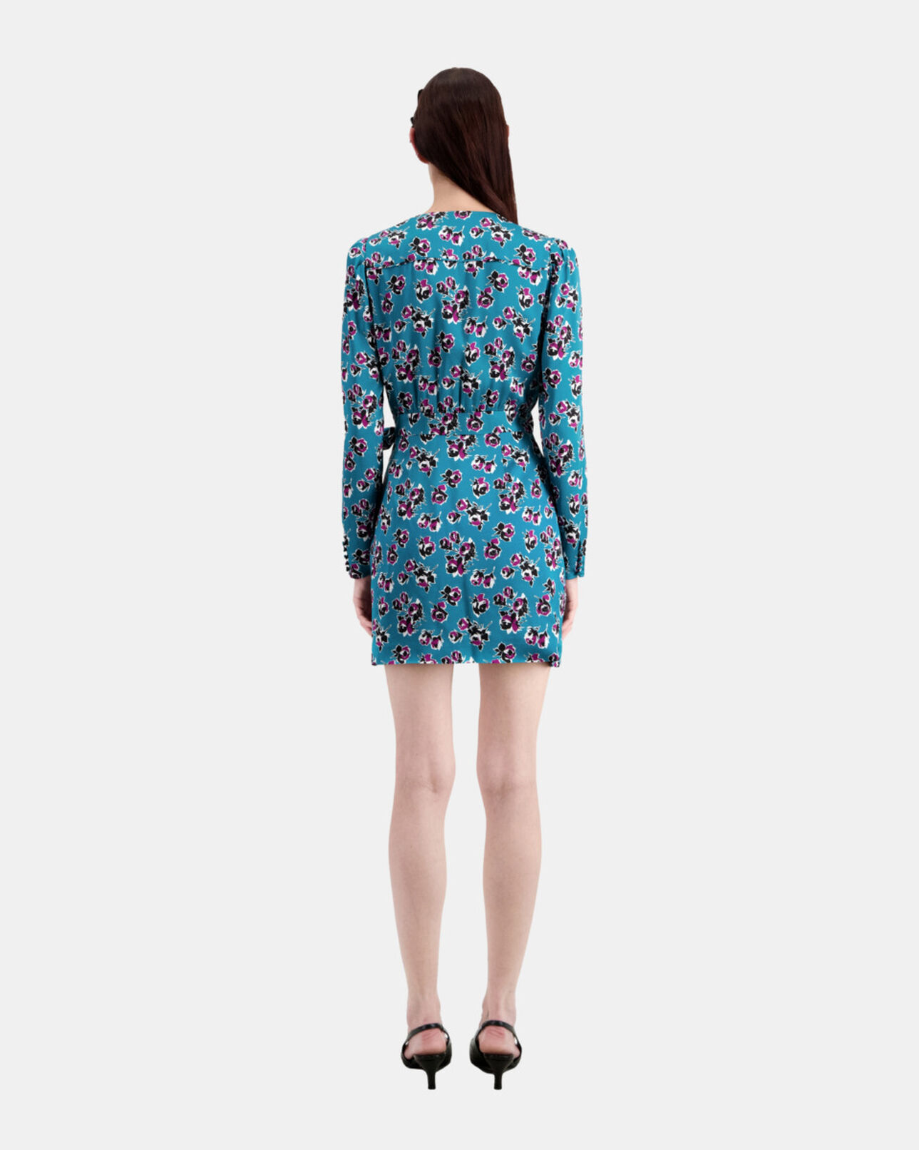 The Kooples FEMME PINK - BLUE robe portefeuille courte imprimée