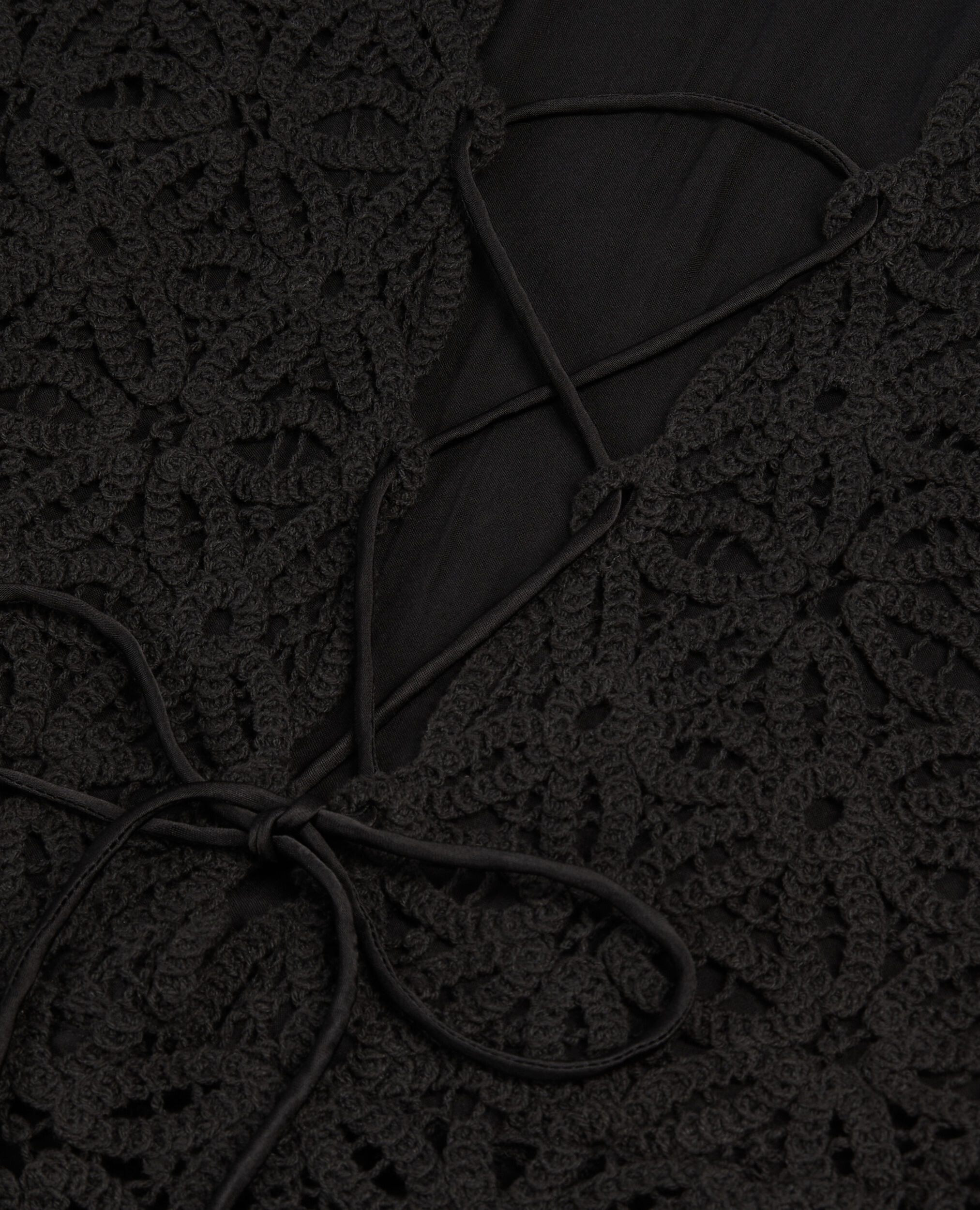 Robe longue noire en guipure, BLACK, hi-res image number null