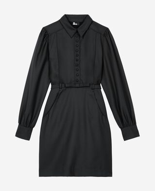 The Kooples WOMEN BLACK short black wool-blend dress