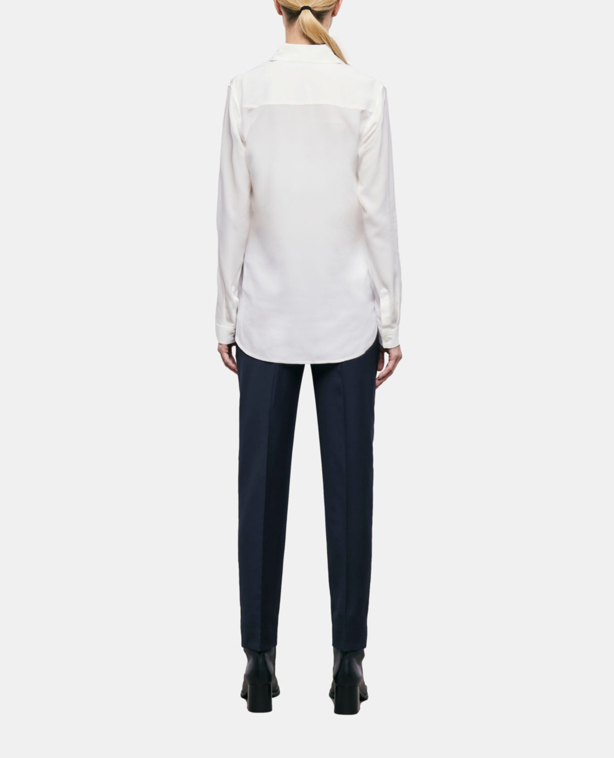 White silk shirt, WHITE, hi-res image number null